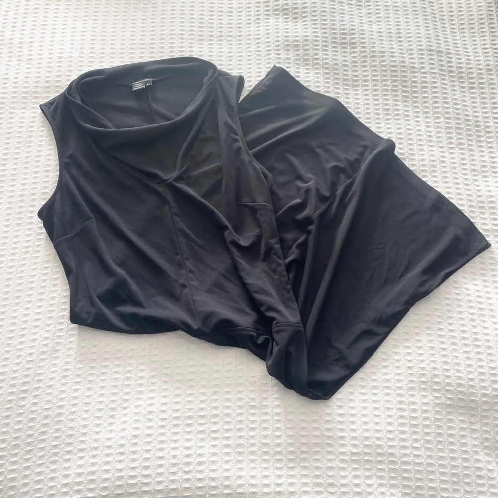 BCBGMaxAzria black sleeveless cowl-neck dress size Large